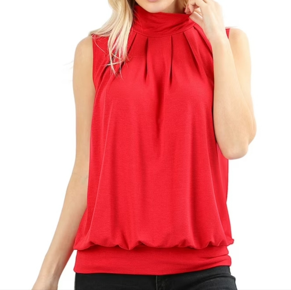 Perception Sleeveless Red Blouse